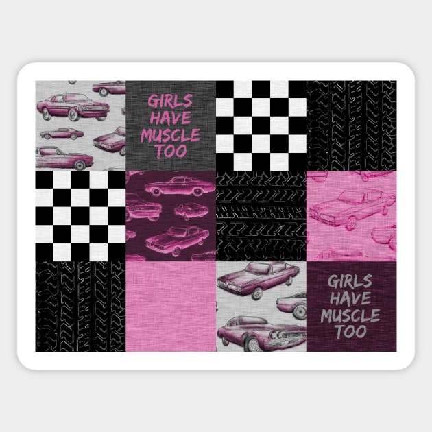 Girls Have Muscle Too - Hot Pink Sticker by SugarPineDesign